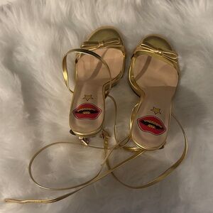 Gold Strappy Women's Sandals